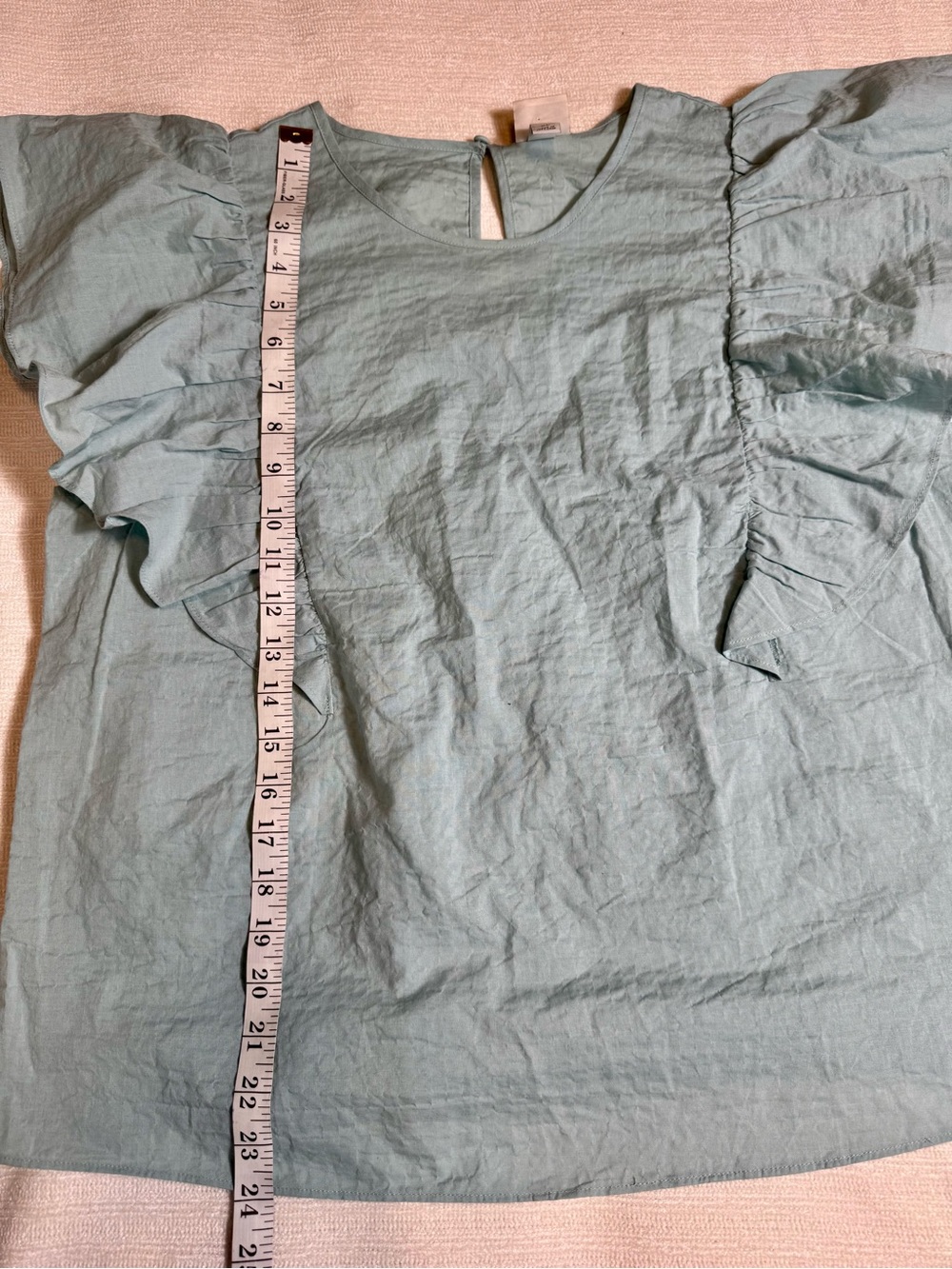 A New Day Light Blue Flutter Sleeve Blouse Top Size XL - Picture 3 of 6